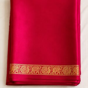 Premium Plain Silk Saree with Traditional Gold Zari Border